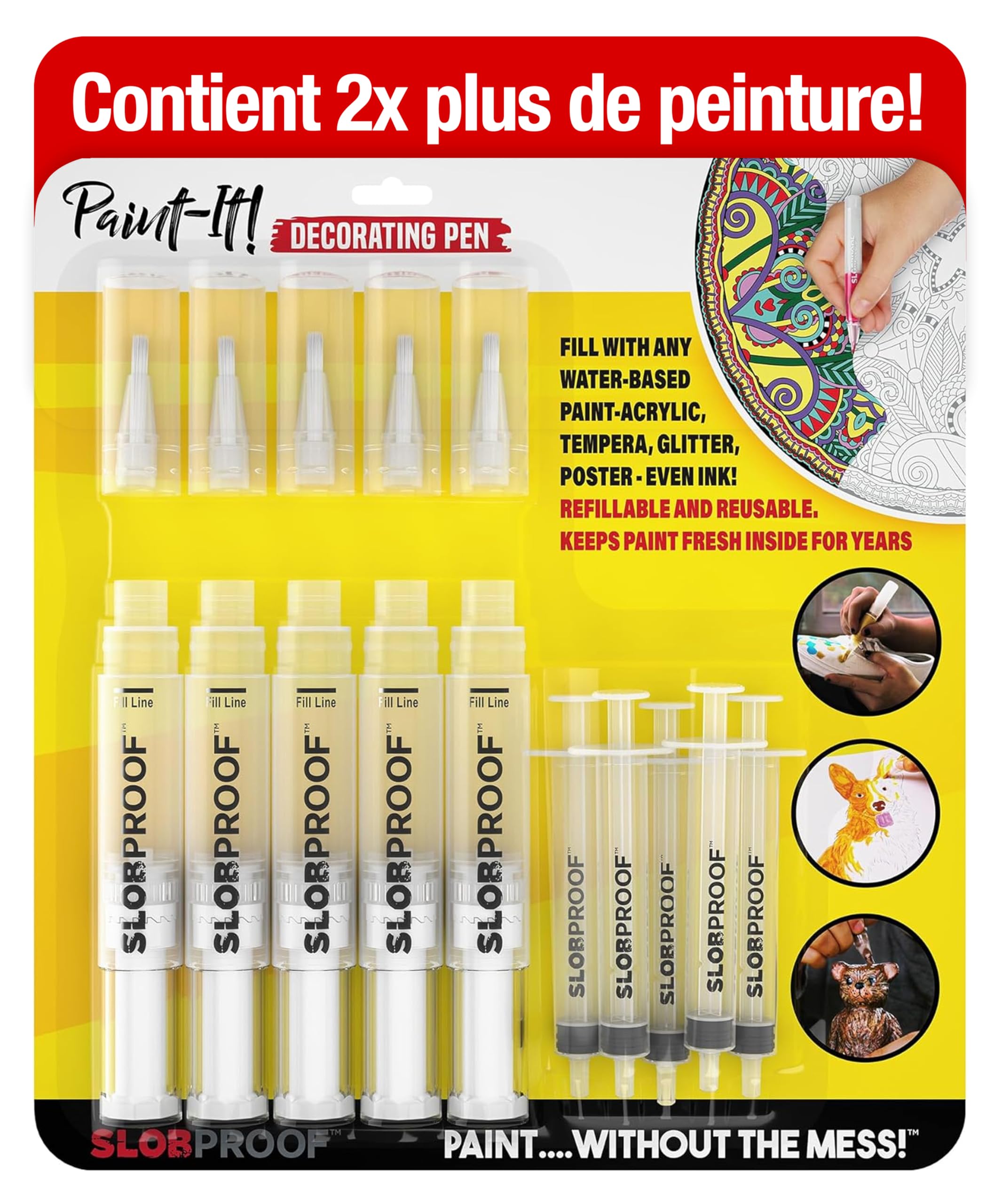 Slobproof Paint It! Stylos de Peinture & Décoration Rechargeables, Pour Maison, Bricolage, Arts, Hobbies & Scrapbooking, Lot de 5