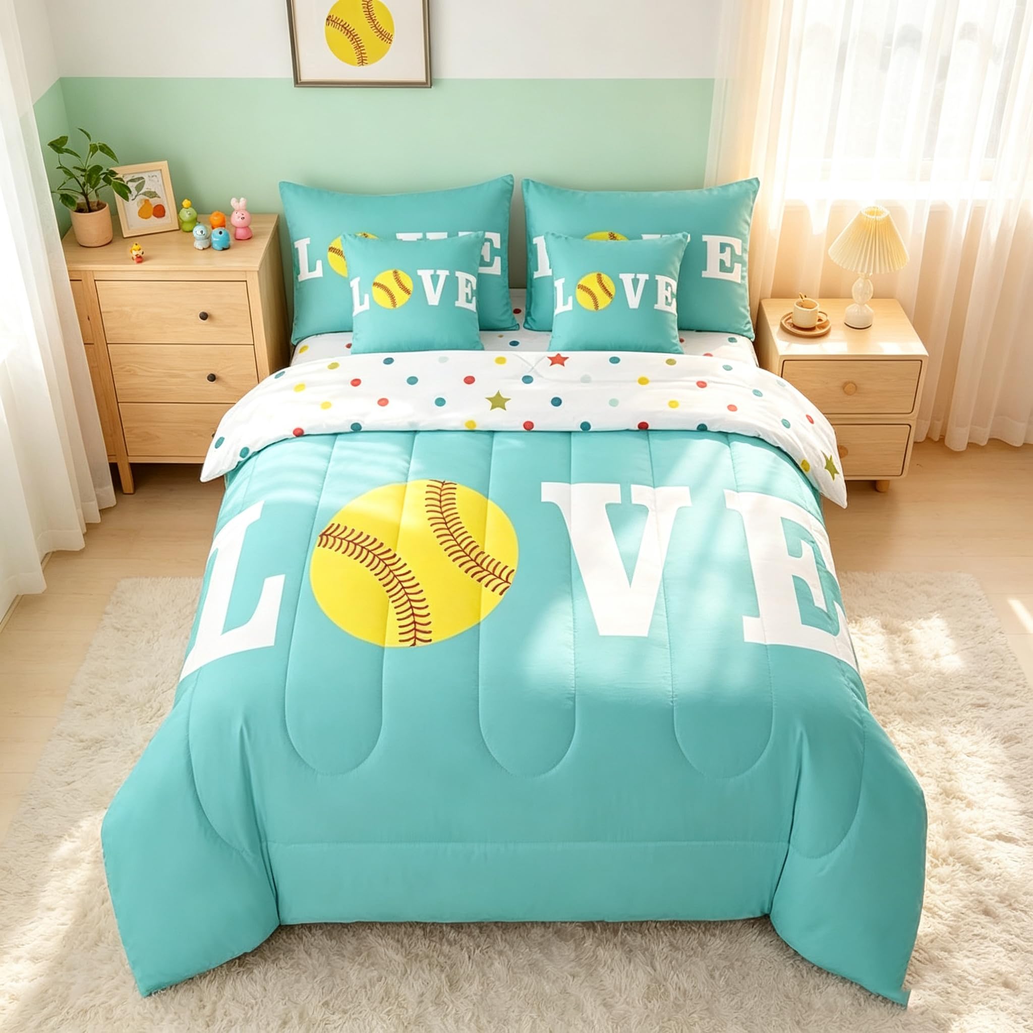 Feelyou Softball Bedding Set Queen Size Kids Boys Girls 7 Piece