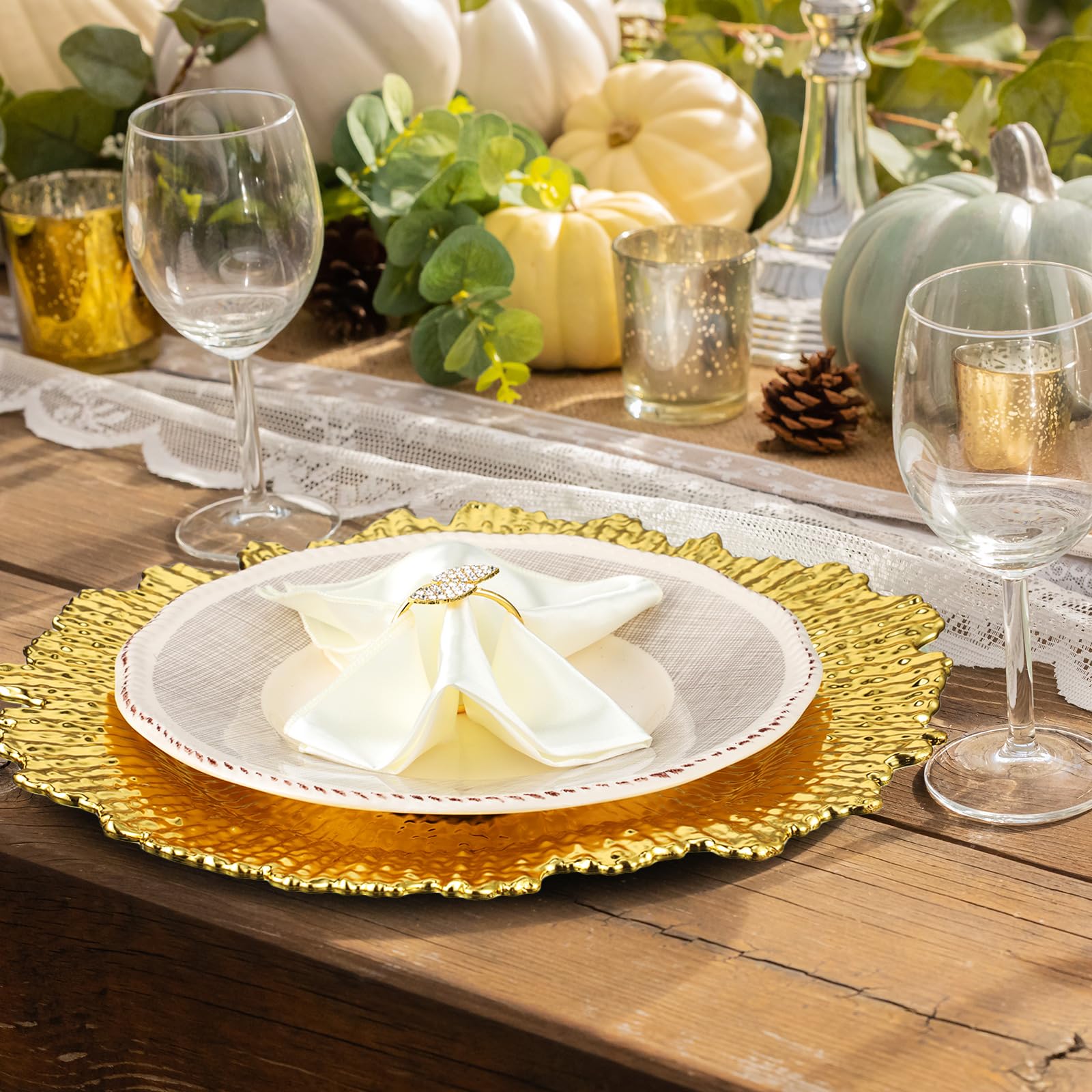 Dinner Table 72-Piece Gold Dinner Plate Charger Set Fancy 13