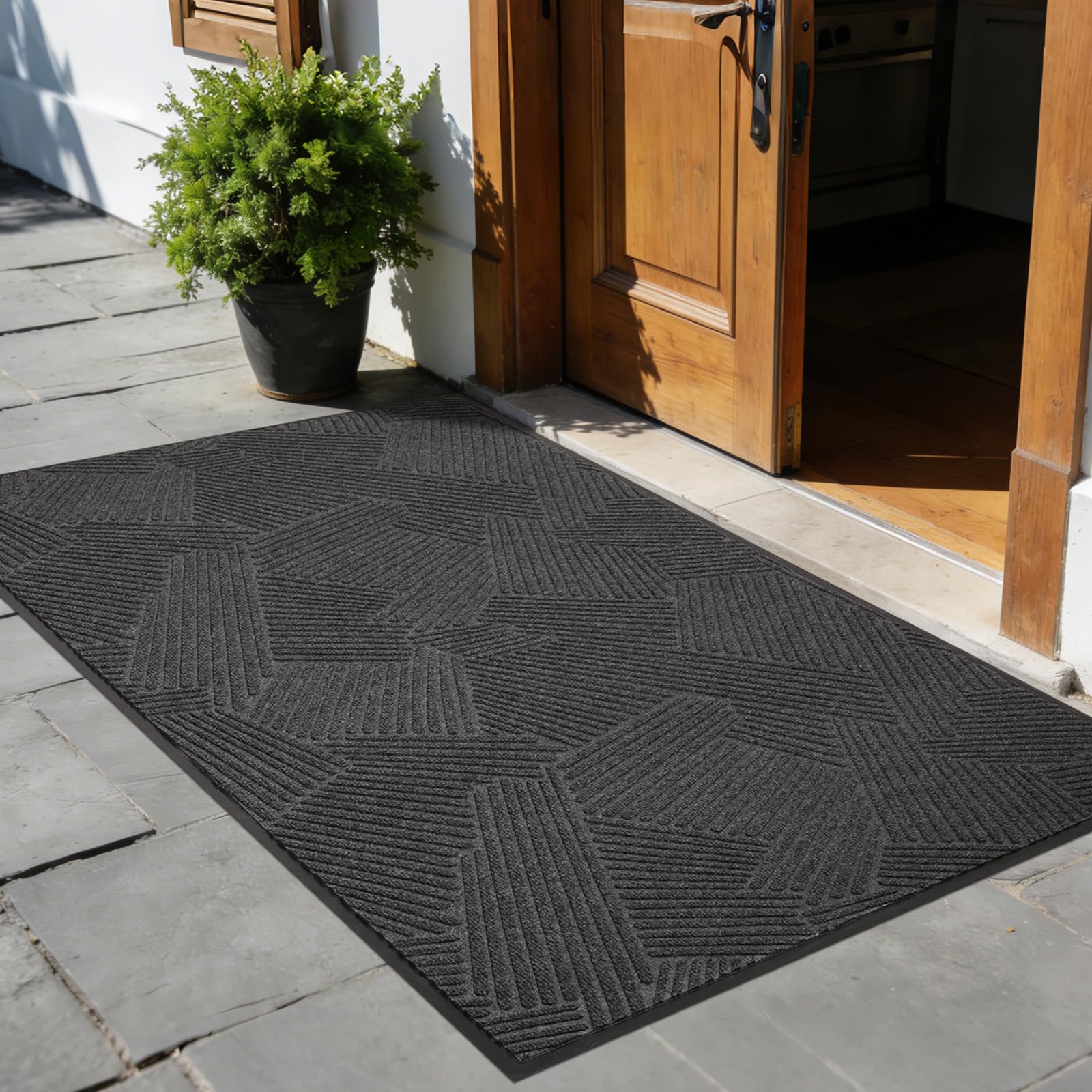 Heavy Duty Front Door Mat - 3' x 10' Black -14 Heavy Duty Front Door Mat - 3' x 10' Black -14