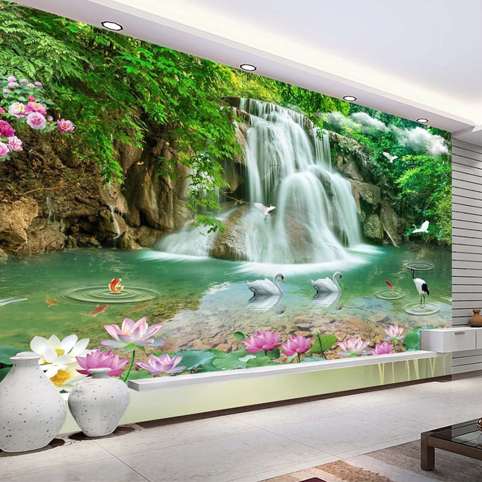 Papier Peint Autocollant 3D Forest Waterfall - Décor Chute D'eau Forêt - Neuf