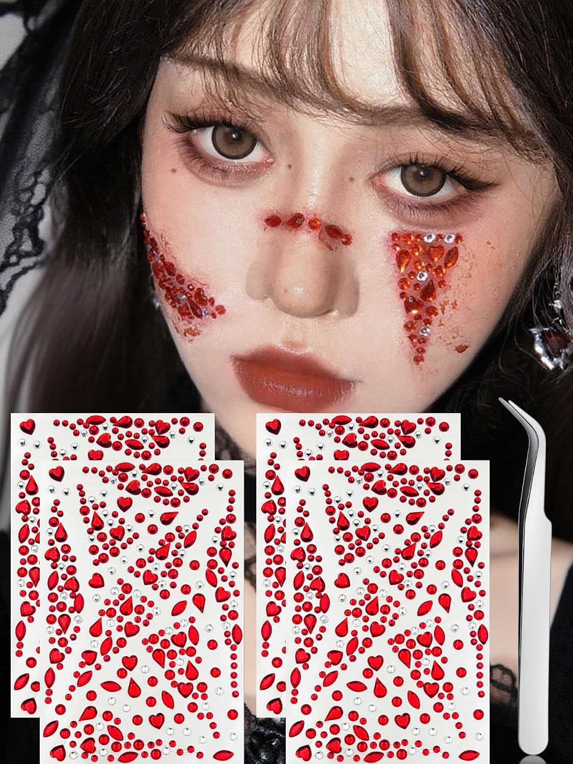 Longita Fake Piercings - Nose Ring, Eyebrow, Lip Ring, Labret Studs & More - Adhesive Face Jewelry