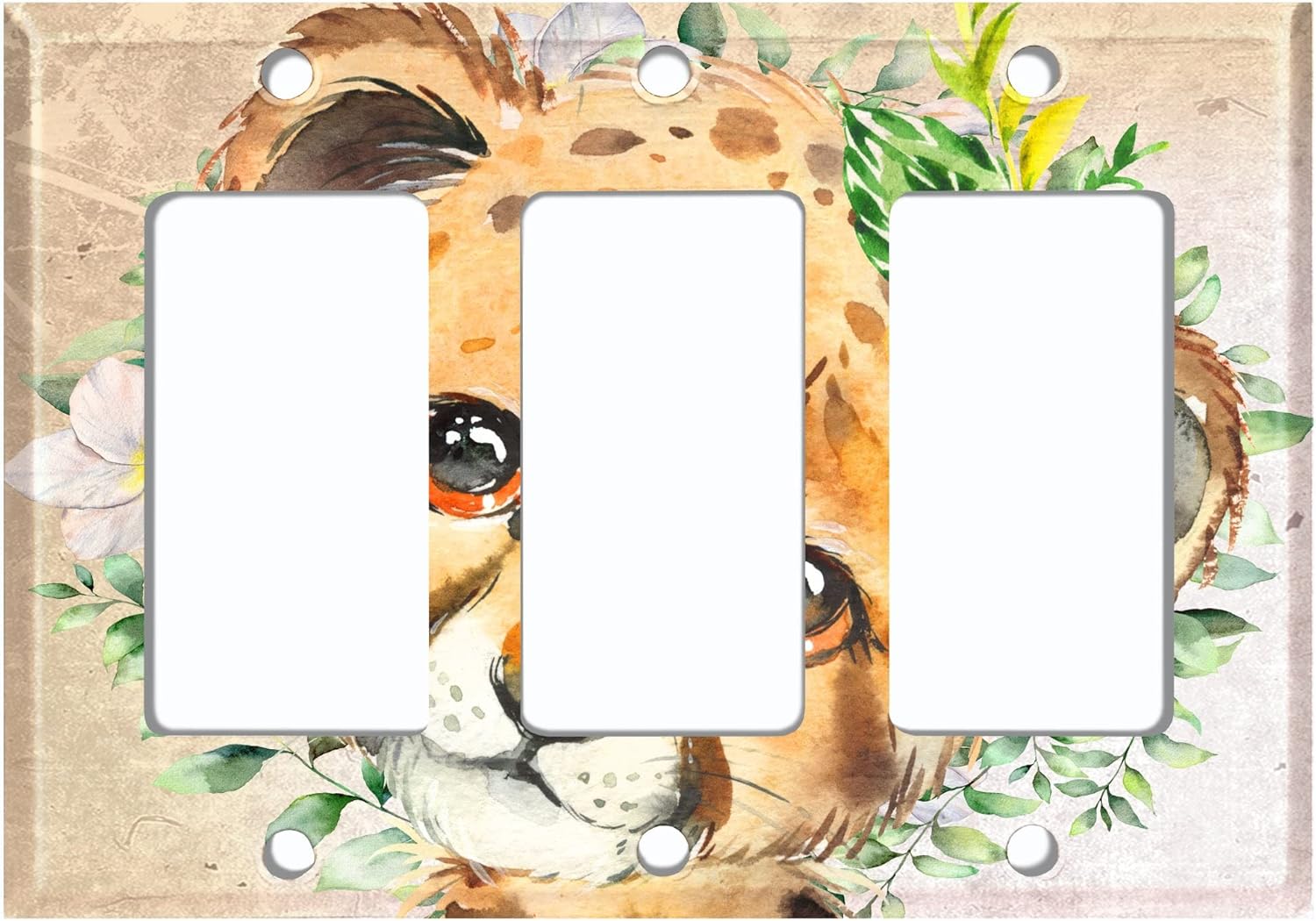 Metal Light Switch Plate Cover Cute Baby Animal Jaguar ANM032