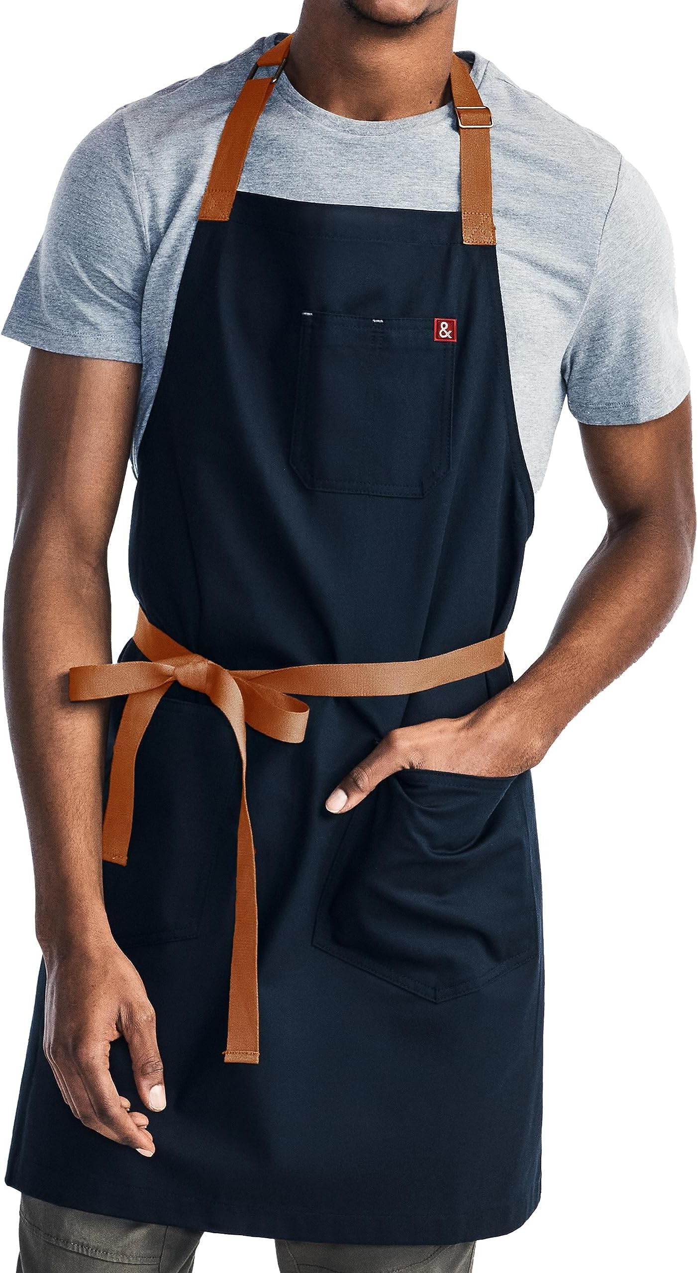 hedley & bennett Essential Apron - Lightweight Cotton Canvas Kitchen Apron with Pockets & Towel Loop - Professional Chef Workwear for Baking & Cooking - Midnight Cider