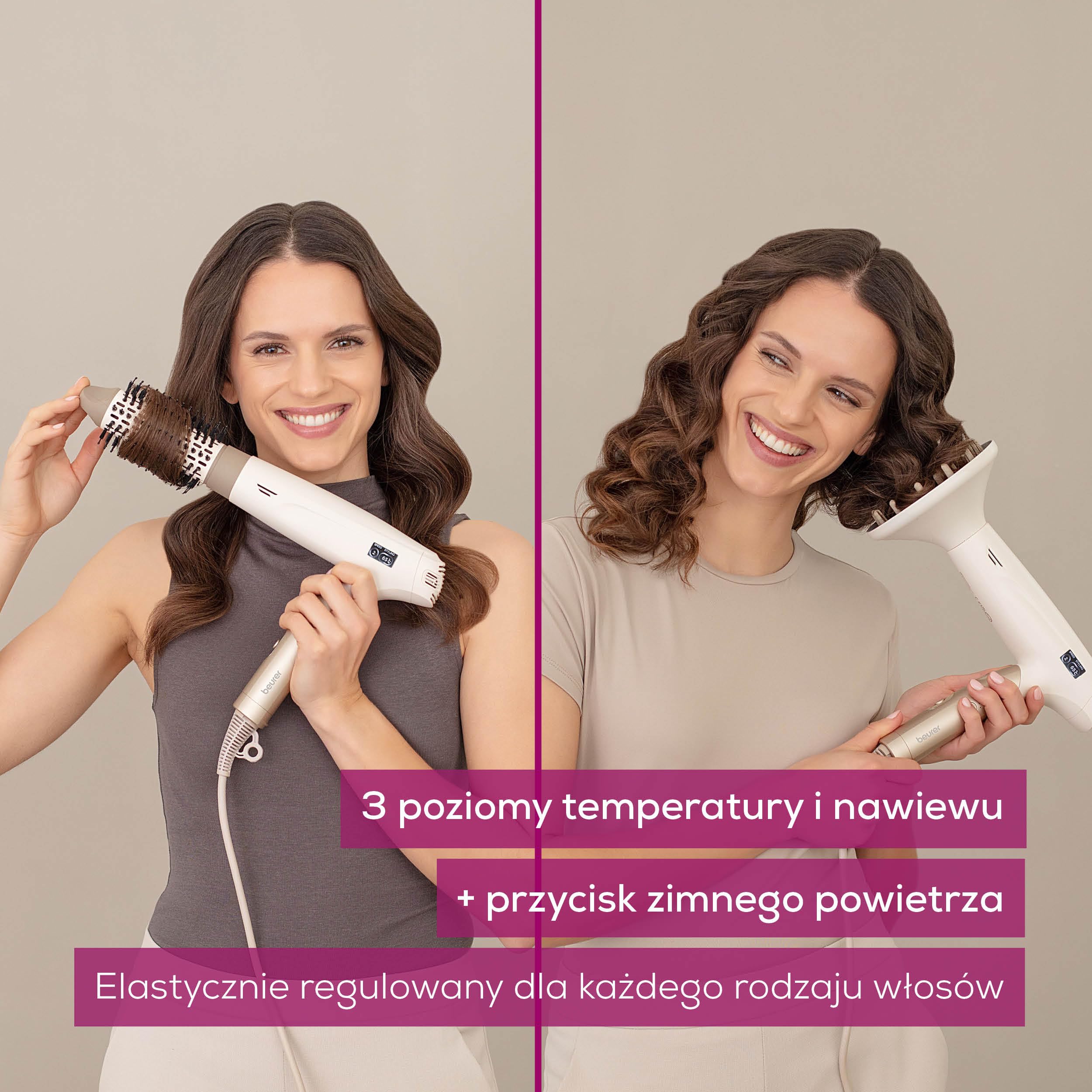 Beurer HC 150 FusionDry Pro Suszarka do włosów, ultralekka suszarka do włosów z wydajnym silnikiem cyfrowym, ergonomiczna, składana rączka idealna w podróży, w tym 4 akcesoria do stylizacji