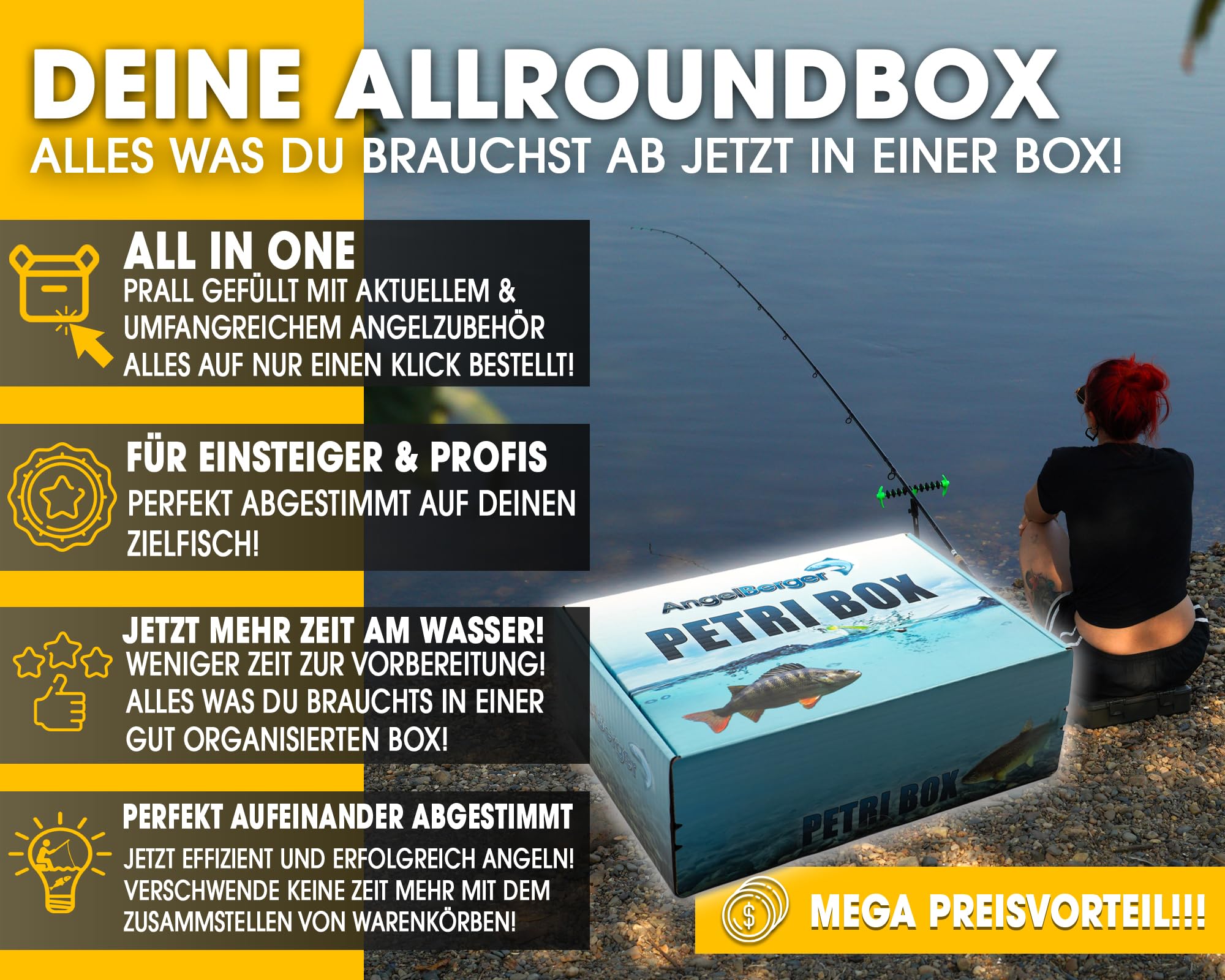 Angel-Berger Petri Box Allround Angelbox Promo Box Geschenk Angeln Überraschungsbox für Angler Fishing Mystery Box Angelzubehör Angelsets
