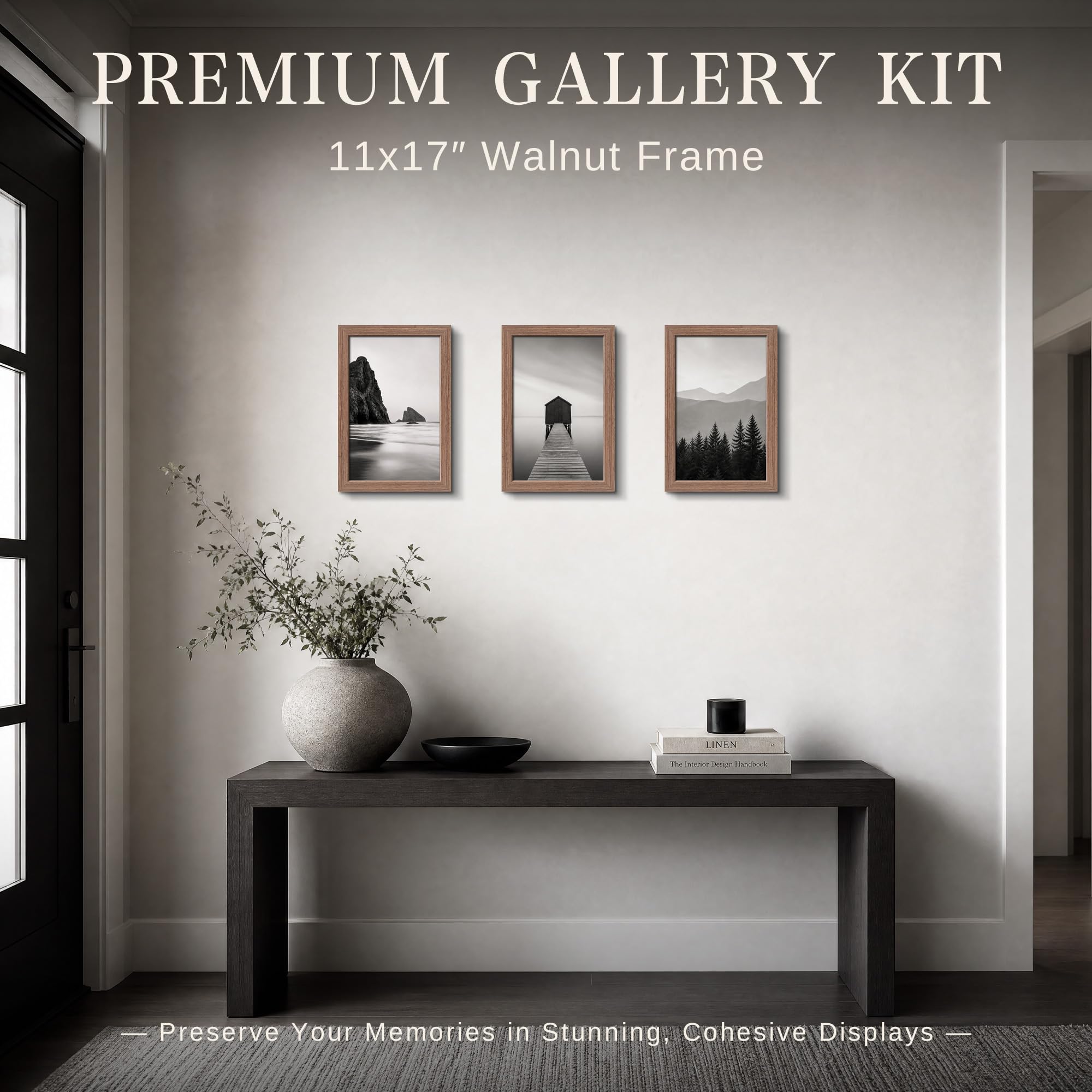 VCK Bilderrahmen, Walnuss, breiter Rand, mehrdirektionales Display, Familienfotos, Bürodrucke, Studio/Galerie-Kunstwerk, Holzmaserung, Wandbehang, 6 Stück