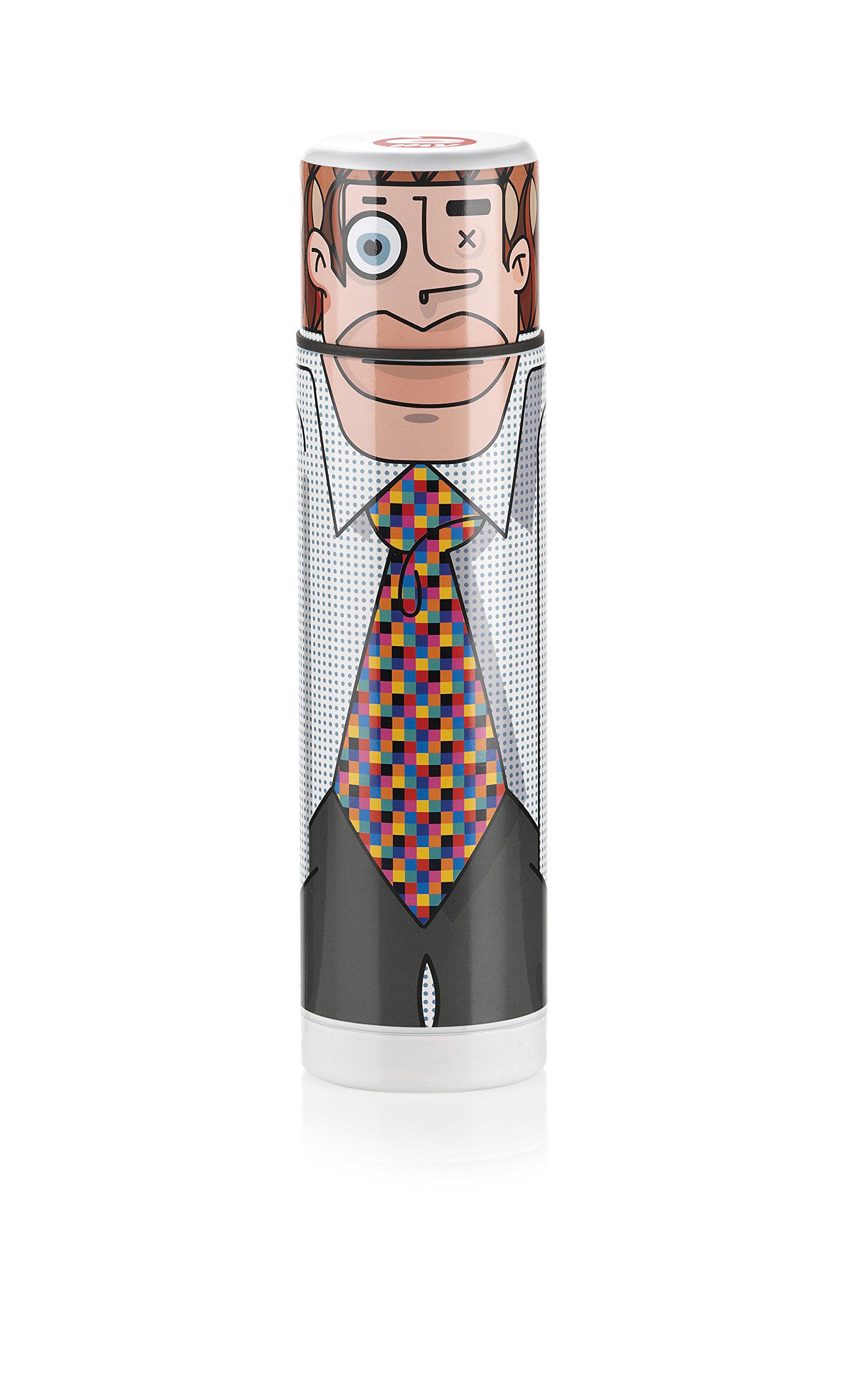 E-My Mister Fred Thermos, Acciaio, Multicolor, 6.5x6.5x25 cm