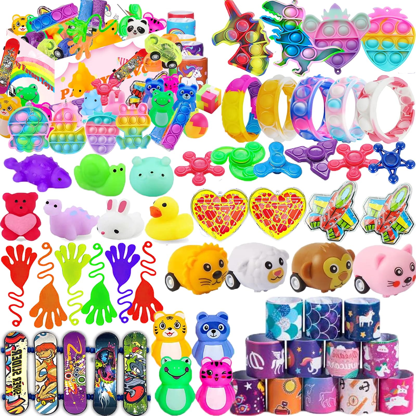 124 Pcs Party Favors for Kids 3-5 4-8 8-12, Treasure Box Toys for Classroom Prizes, Fidget Toys, Pinata Filler Goodie Bag Stuffers, Treasure Chest, Prize Box Toys, Carnival Prizes Bulk Toys