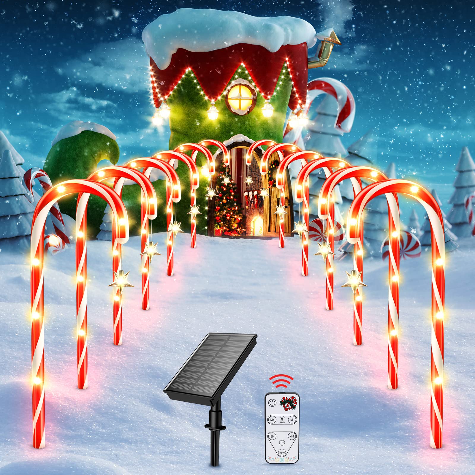 12 Pack Outdoor Christmas Decorations Candy Cane Lights