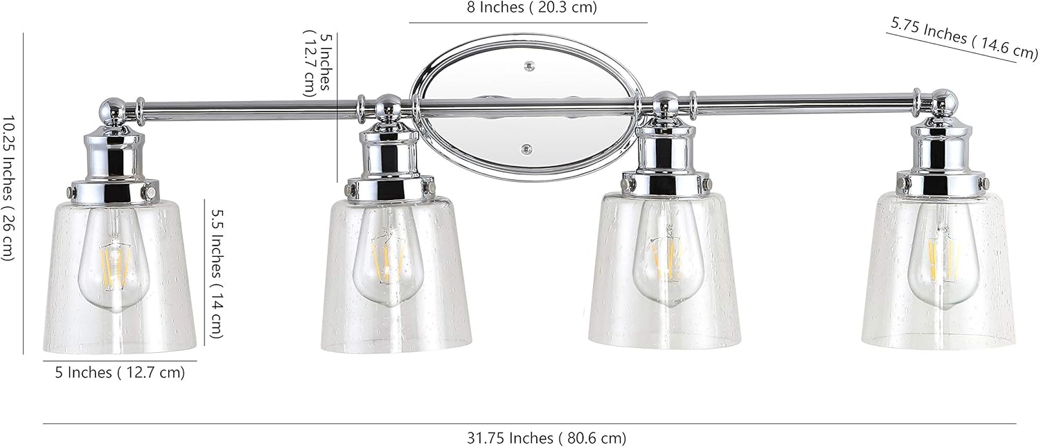 Suреr Bіg Clеаrаnсе! JONATHAN Y JYL7533A Beverly 31.75 4-Light Iron/Seeded Glass Classic Cottage LED Vanity Light French Country Transitional 2700K LED 4W Bulbs Entryway Lobby Kitchen Bathroom Bedroom Hallway, Chrome Prоmо 40% оƒƒ JONATHAN Y JYL7533A Beverly 31.75 4-Light Iron/Seeded Glass Classic Cottage LED Vanity Light French Country Transitional 2700K LED 4W Bulbs Entryway Lobby Kitchen Bathroom Bedroom Hallway, Chrome