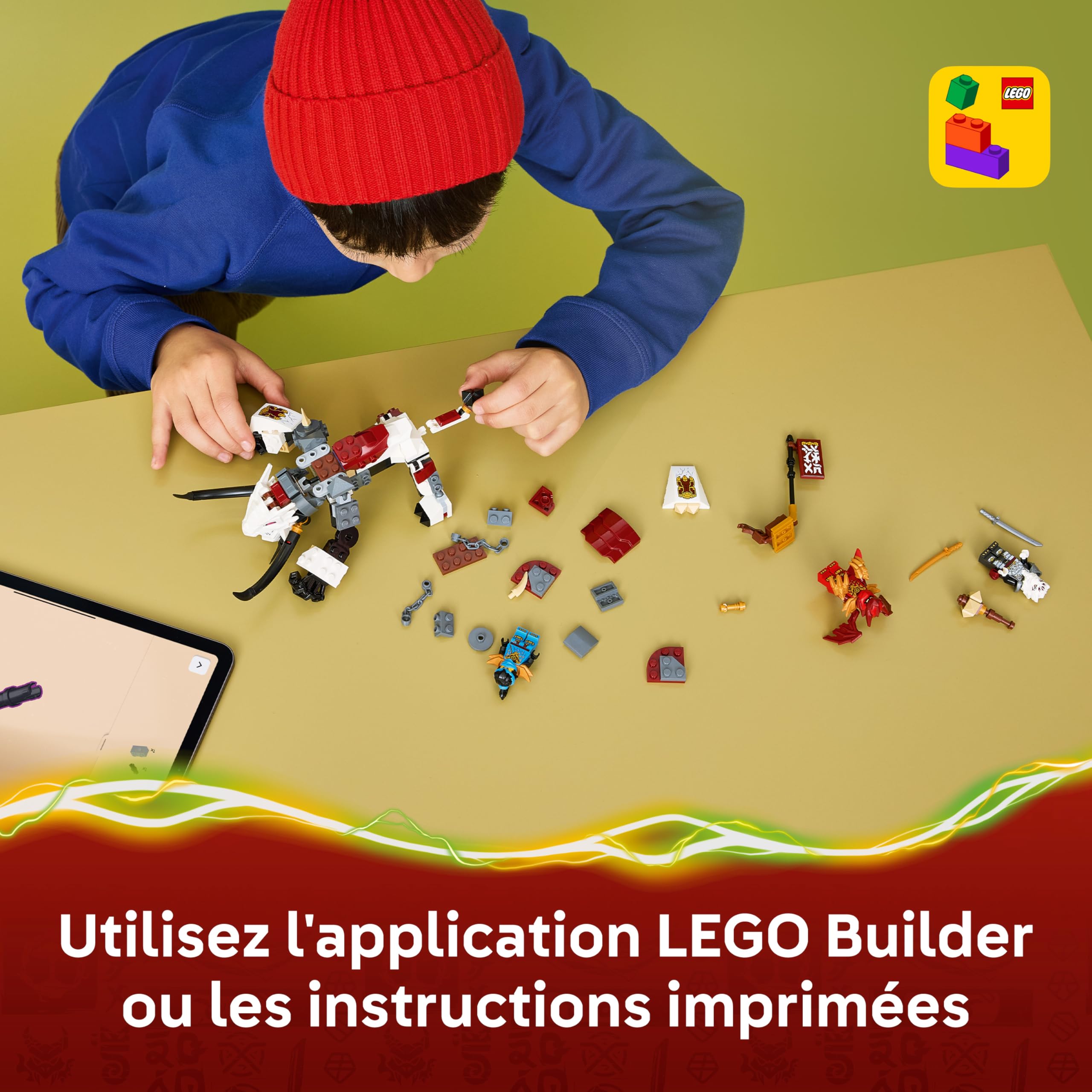 LEGO Ninjago Zilvar et Grimtak la Bête Draconique - Jouet Ninja avec Figurine & 3 Minifigurines Dont Kai & NYA - Cadeau d'anniversaire pour Garçon dès 7 Ans ou Fan du Soulèvement des Dragons 71863