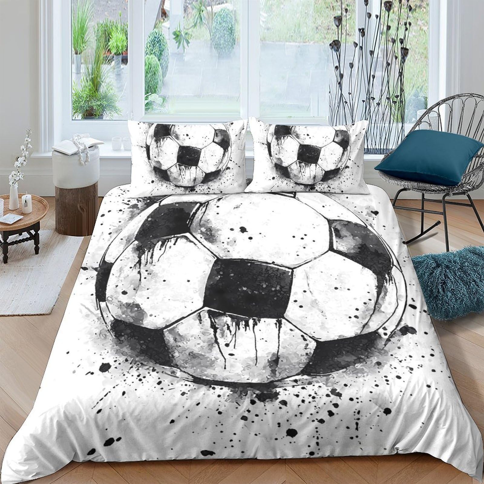 Ctjqhvkz Style-6 3D Printed Splatter Soccer Ball Fitted Sheet Microfiber Bedroom Decor Youth Bed Cover For All Ages Single（135X200cm）