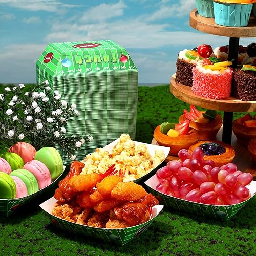 Miniatura 7 de 100 unidades de suministros de fiesta de fútbol de 2 libras, bandejas de papel para alimentos, bandejas desechables para servir nachos para perros