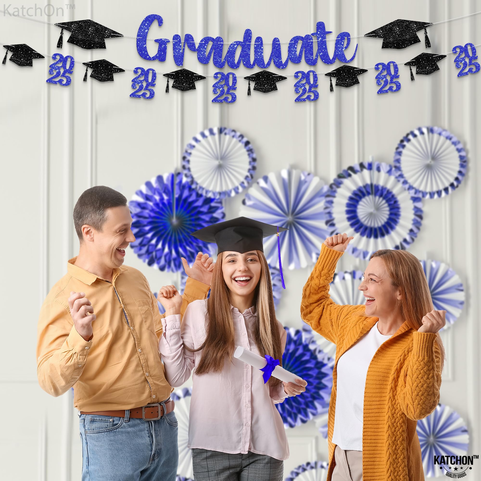 KatchOn, Glitter, Black and Blue Graduation Banner - 10 Feet, No DIY, Blue and Black - Image 4