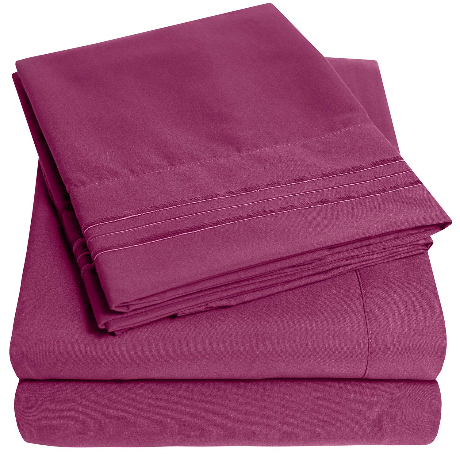 1500 Supreme Collection Full Sheet Sets Berry Purple - Luxury Hotel Bed Sheets and Pillowcase Set for Full Mattress - Extra Soft, Elastic Corner Straps, Deep Pocket Sheets, Full Berry Purple
