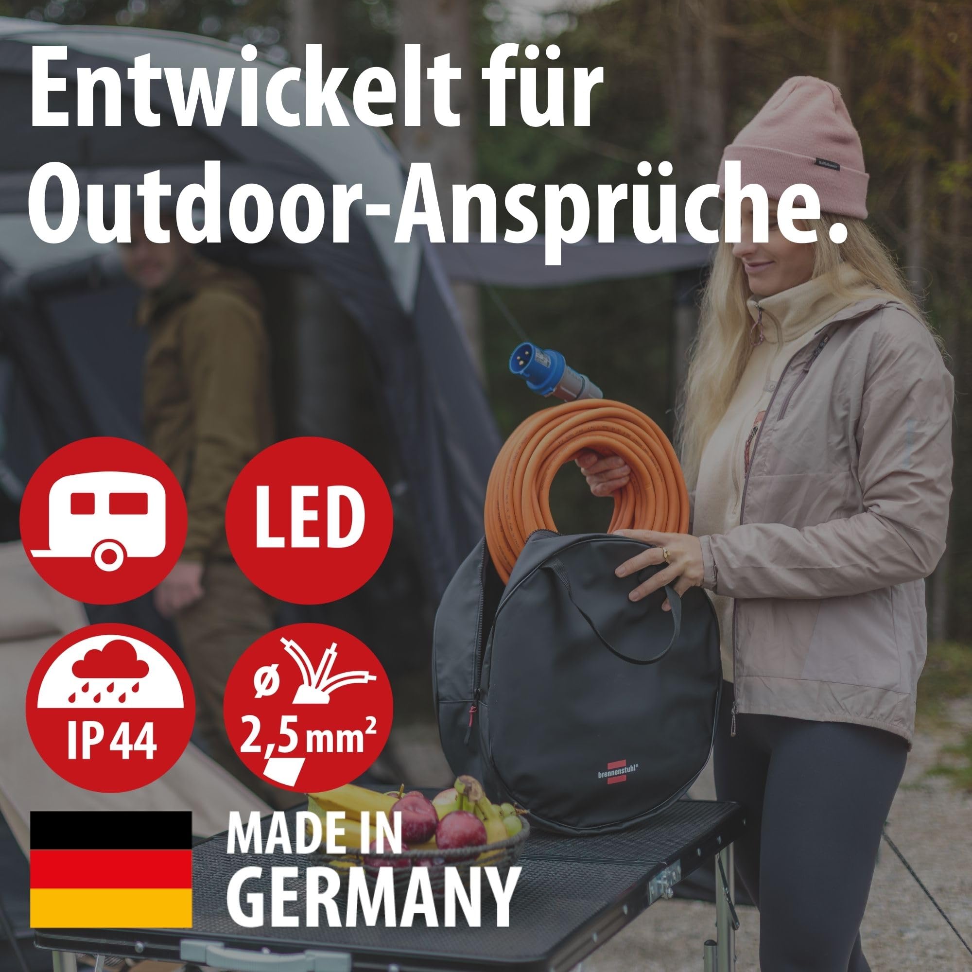 Brennenstuhl CEE 230V Camping-Verlängerungskabel 25m LED Spannungsanzeige H07RN-F 3G2,5 IP44