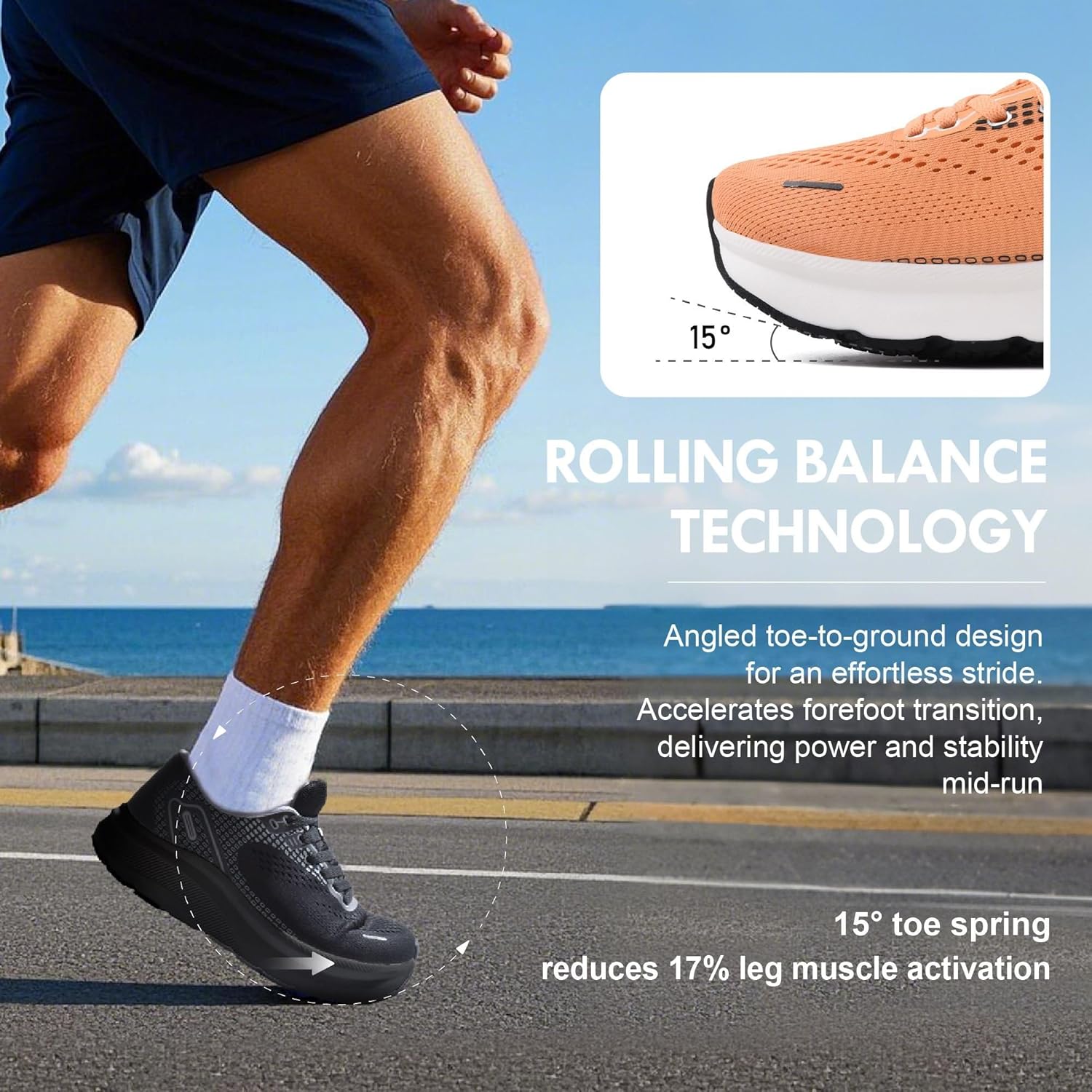 JACKSHIBO Wide Toe Box Shoes for Men Arch Support Shoes Wide Width Sneakers for Running Walking Athletic Tennis Orthopedic Plantar Fasciitis Workout with Thick Cushioned Zero Drop Sole - Image 5