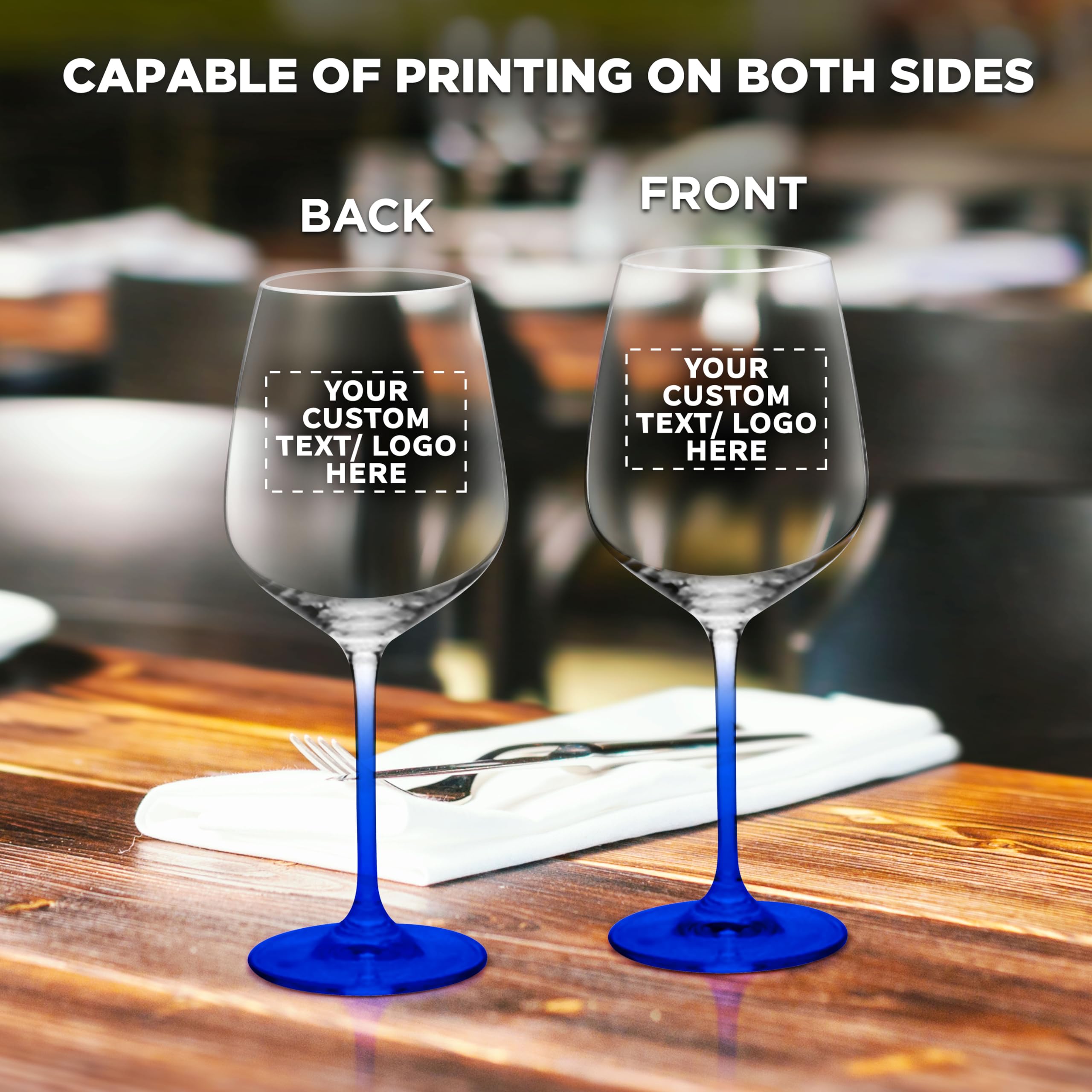 Amazon.com | Custom Crystal Wine Glasses 17.5 oz Set of 12, Personalized  Bulk Pack - Restaurant Glassware, Perfect for Red Wine or White Wine -  Blue: Wine Glasses