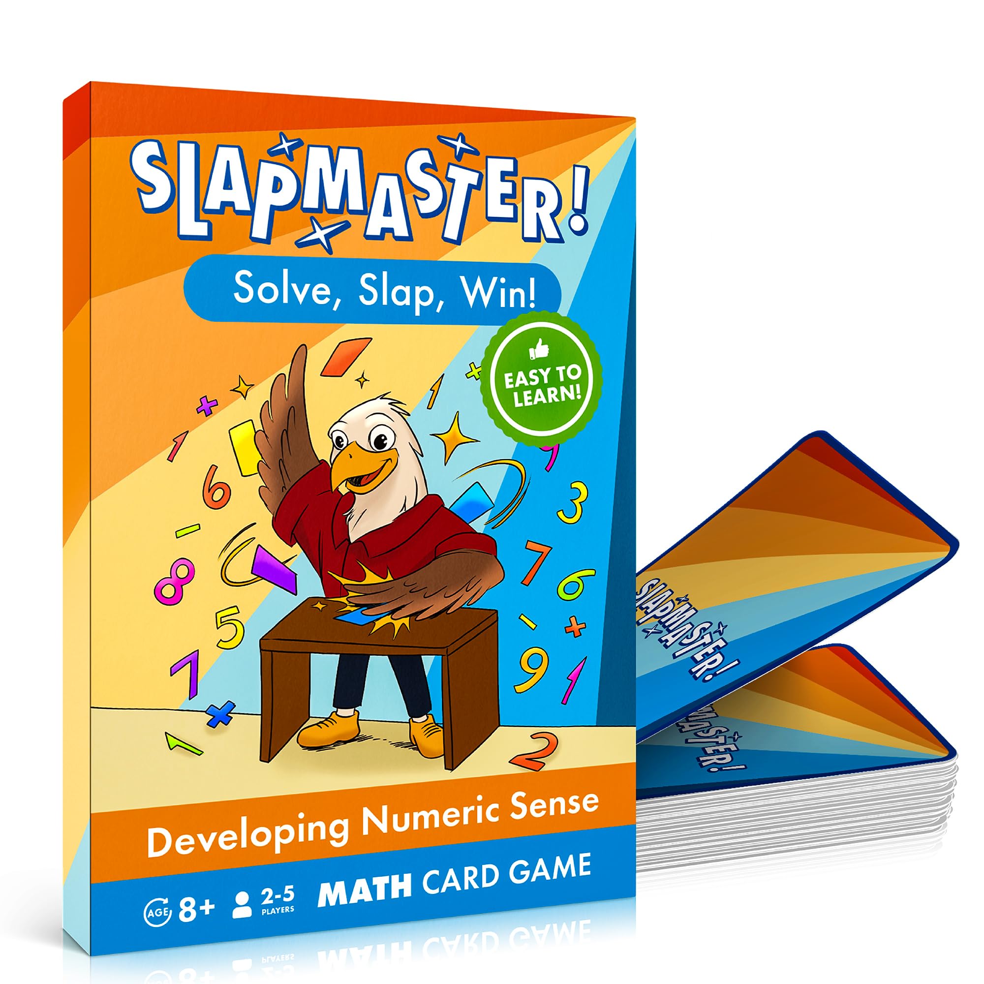 SLAPMASTER! - Cool Math Games for Kids - Helps Learn Math Fast & Sharpen Skills - Fun For Slumber Parties, Classroom, Family Game Night - Includes 85 Cards for 2-5 Players, Ages 8 & Up, Great Gift