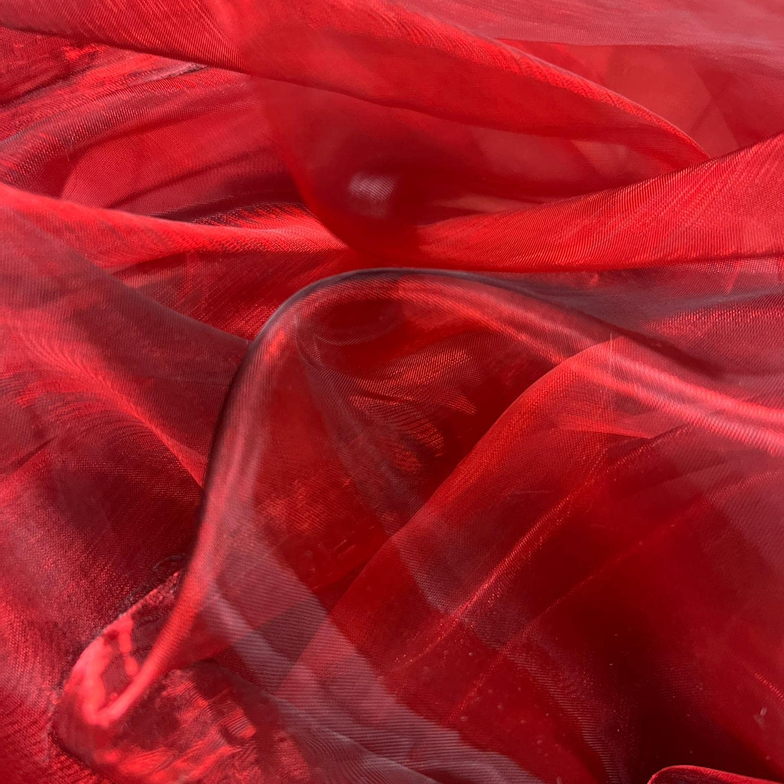 Burnt Red & Black Two Tone Crystal Sheer Organza Voile Fabric Crafts Curtains Costumes Dress Making Bridal Wedding Backdrops Decorations Displays Draping Furnishing | 59" - 150cm Wide | per Metre