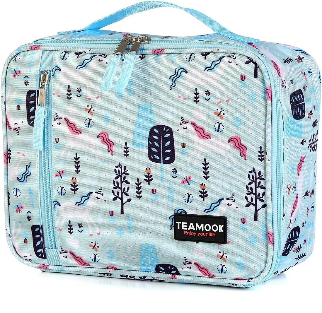 Lunch Bag, TEAMOOK Multi-Layers Thermal Insulated Bright Lunch Box, Soft Cooler Tote with handle 5L, for Adults and kids Unicorn