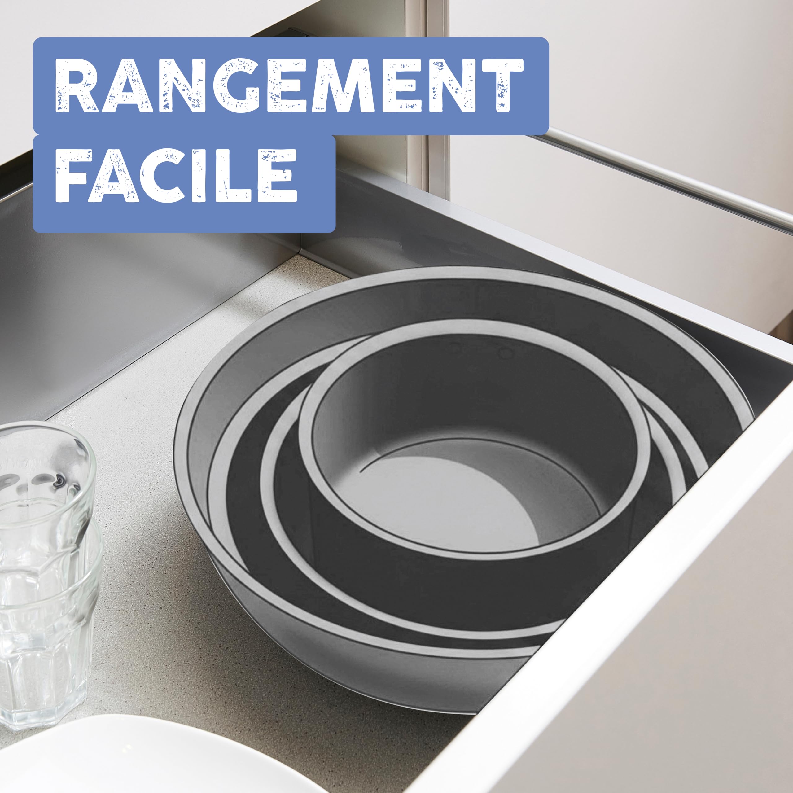 Sitram 717373 Batterie Cuisine 6 pcs 100% Inox : 1 manche amovible, 2 casseroles Ø18,20 cm, 2 poêles Ø20,24 cm, 1 couvercle verre Ø20 cm - Tous feux dont induction - Cuisine Saine Garantie