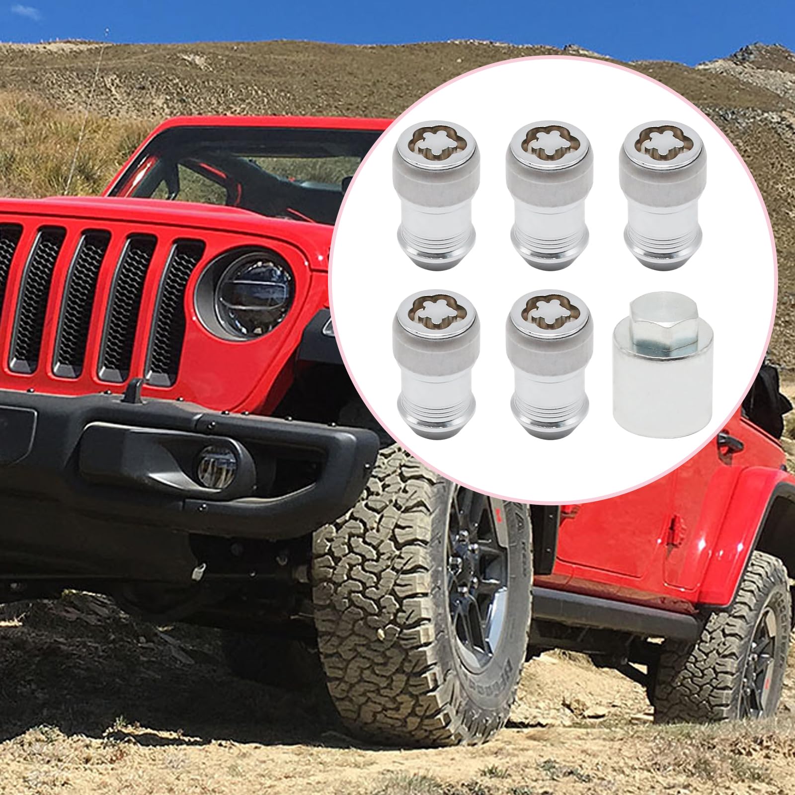 Saihisday Juego de Tuercas y Tornillos Antirrobo para Coche 82215711 de Repuesto para Jeep Wrangler JL 2018-2023 Gladiator JT 2020-2023 con Llave