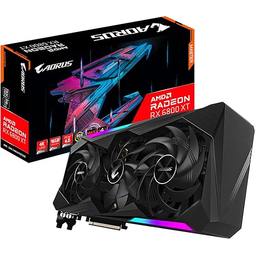 GIGABYTE AORUS Radeon RX 6800 XT Master 16G Graphics Card, MAX-Covered Cooling, 16GB 256-bit GDDR6, GV-R68XTAORUS M-16GD Video Card