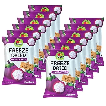 Thappy Fruit Freeze-Dried Mangosteen - No Additives, Oil-Free, No Sugar Added, 100% Pure Mangosteen, 0.53oz Pack of 12