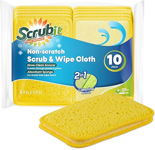 Almohadillas de limpieza para frotar y limpiar 10 unidades Almohadilla y esponja de doble cara SCRUBIT Esponjas reutilizables de cocina para