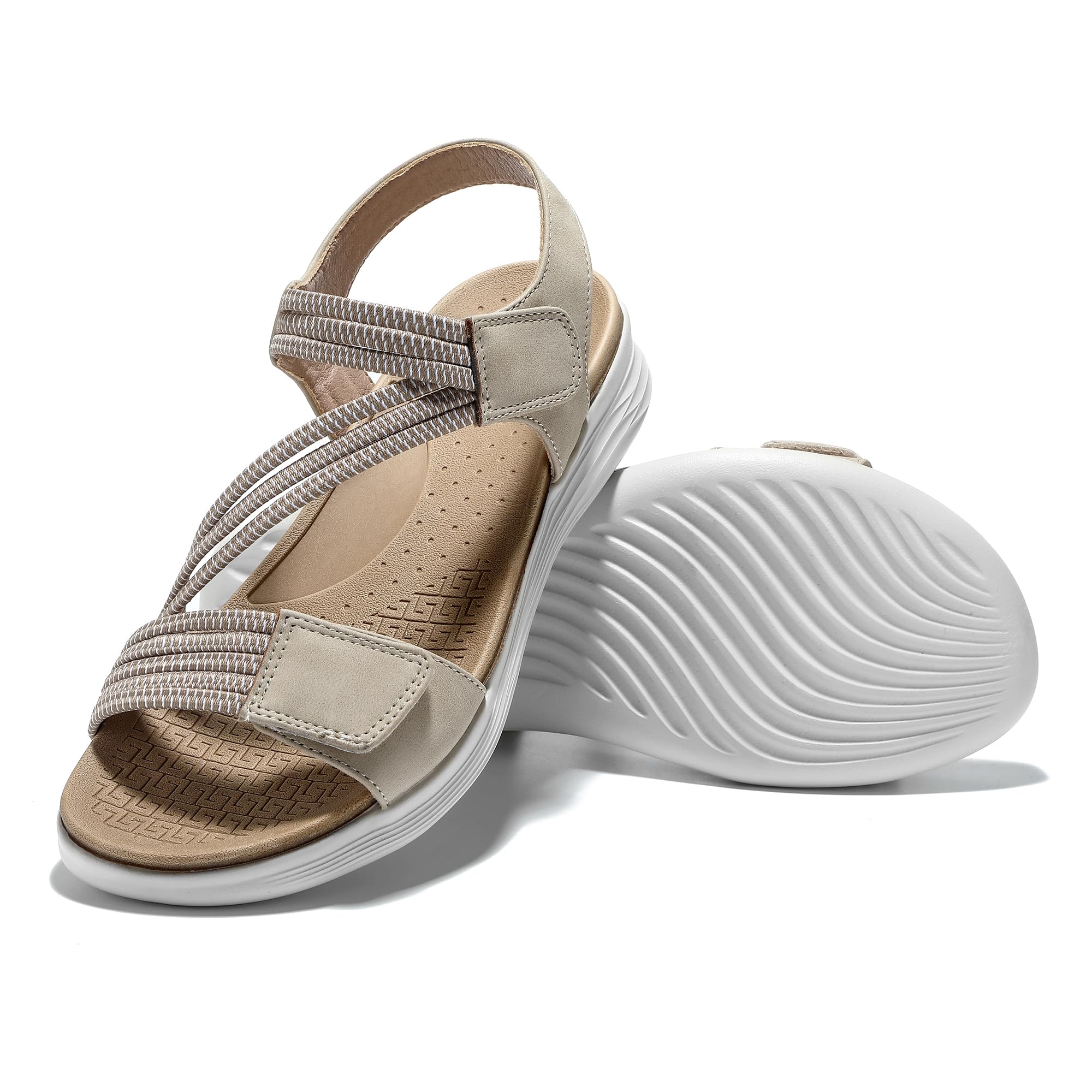 JOMIX Sandali Donna Comodi Estivi con Fasce Elastiche e Plantare Ergonomico Morbido Chiusura Strappo a Regolabile da Passeggio Leggeri per Tutti i Giorni