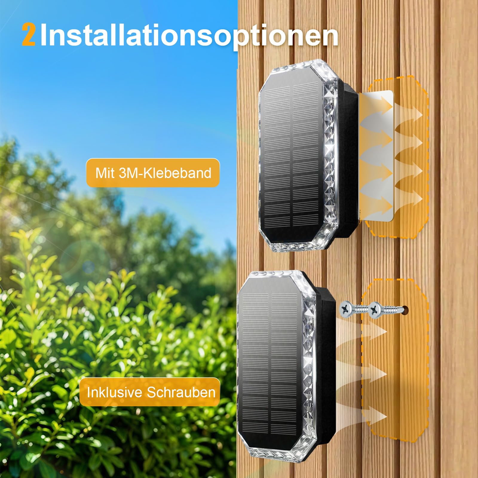 Solarlampen für Außen, Solar Wandleuchte Aussen Up and Down, Solarleuchten für Außen Wand Zaun Garten Winterfest IP65 Wasserdicht, 3 Lichtfarben Warmweiß Kaltweiß, 3000K/4000K/6500K, 4 Stück