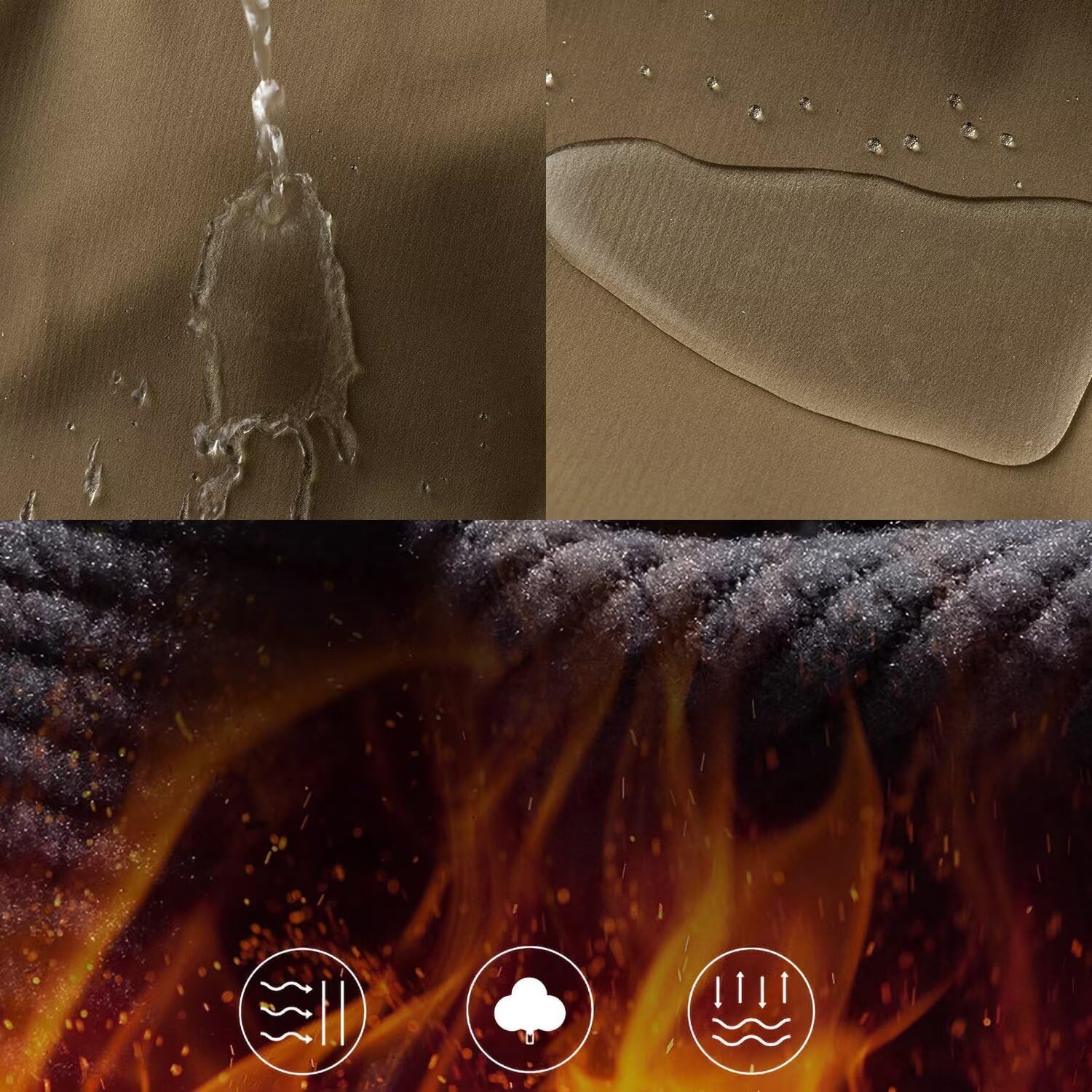 FLYGAGA Herren Wanderhose Softshellhose Fleece Gefüttert Warm Skihose Wasserdicht Winddicht Winterhose Camping Outdoor Regenhose Trekkinghose Fahrrad Elastischer Bund Thermohose 6 Taschen