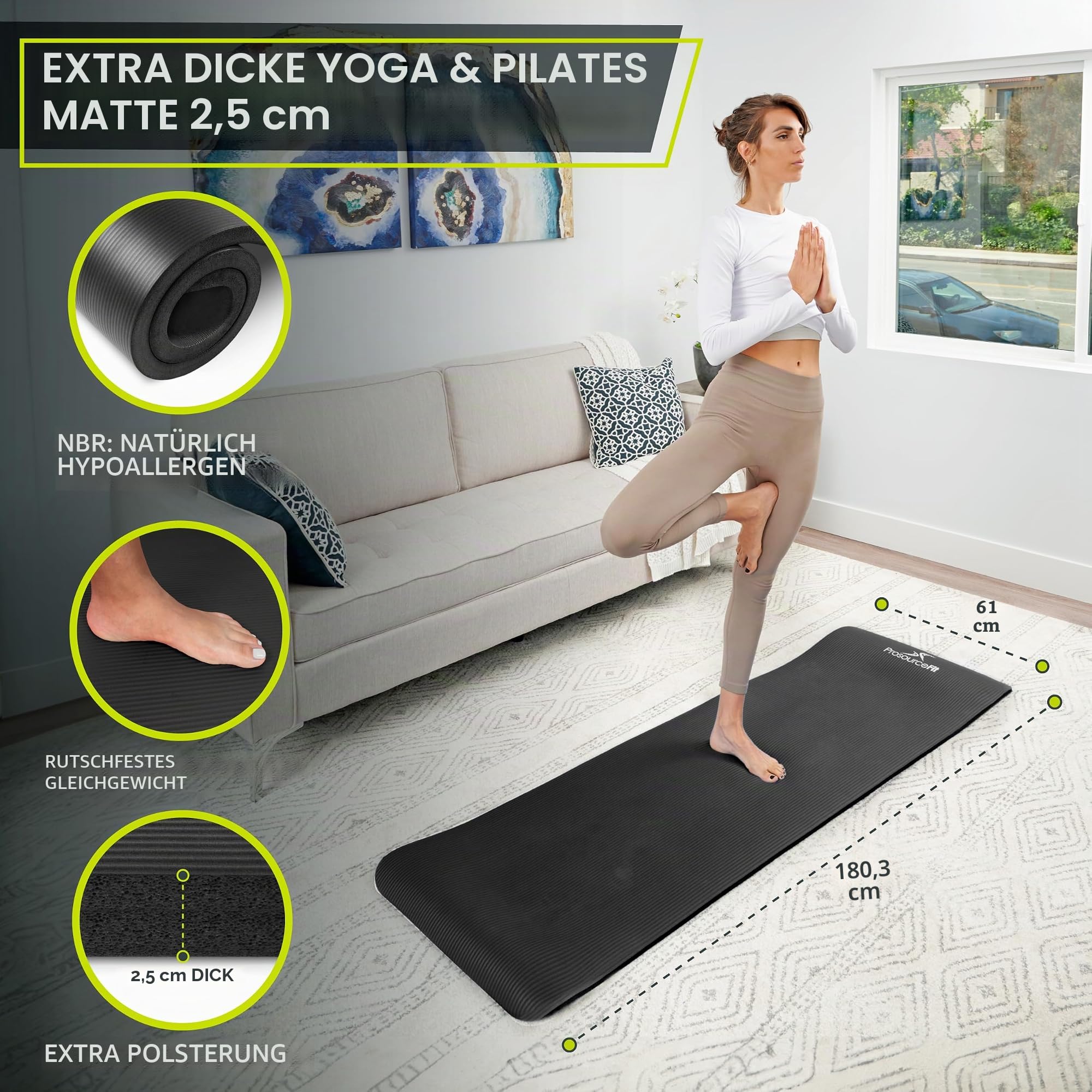 ProsourceFit Extra Thick Yoga and Pilates Mat