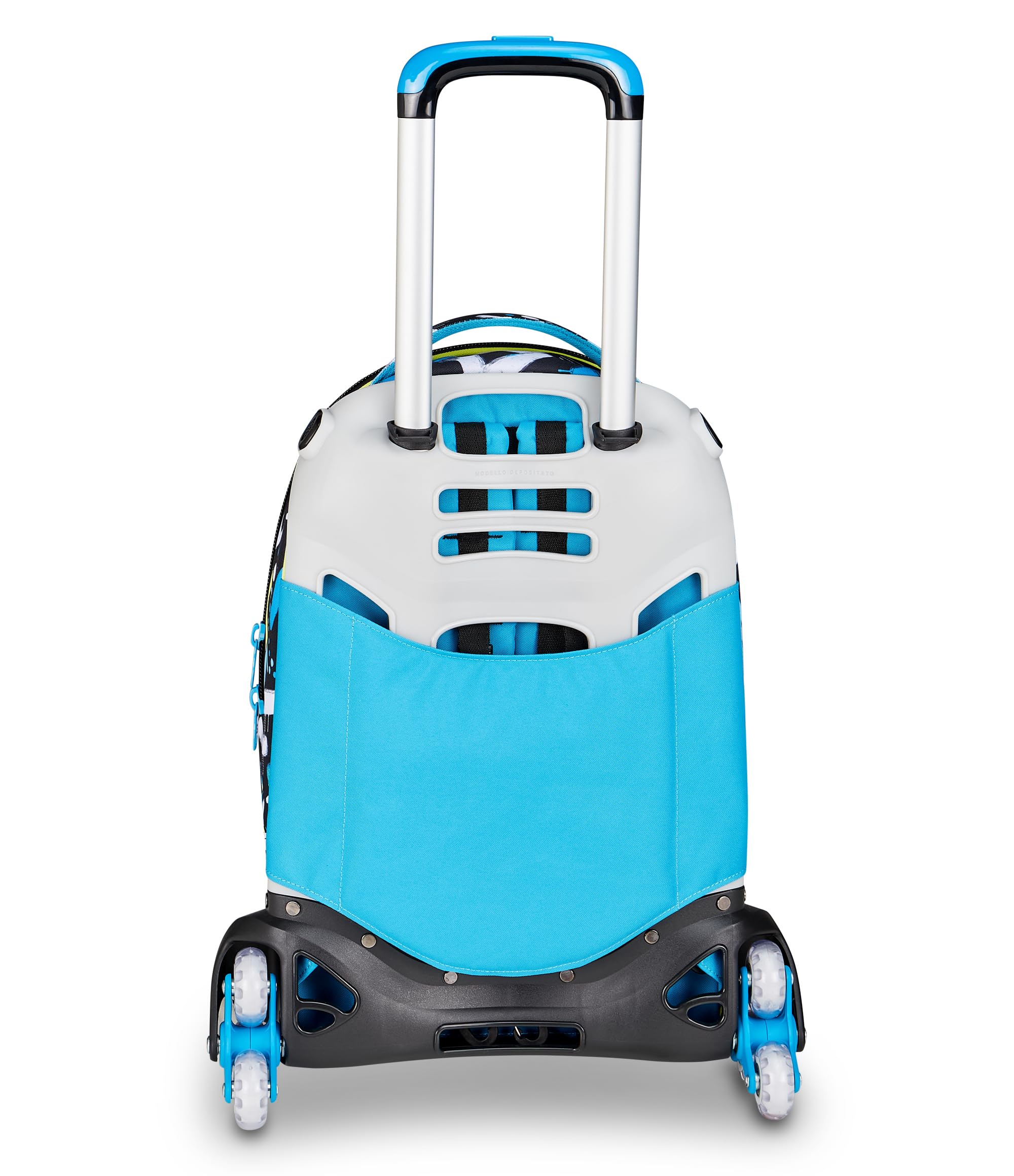 SJ GANG STYLE JAM GANG Trolley Scuola Jack 8 ruote MELT DRAGON BOY, Celeste, 34L, Scomponibile, Uso Zaino, Cross-over System, Spallacci a scomparsa, Tasca portaborraccia, Elementari e medie, Bambino
