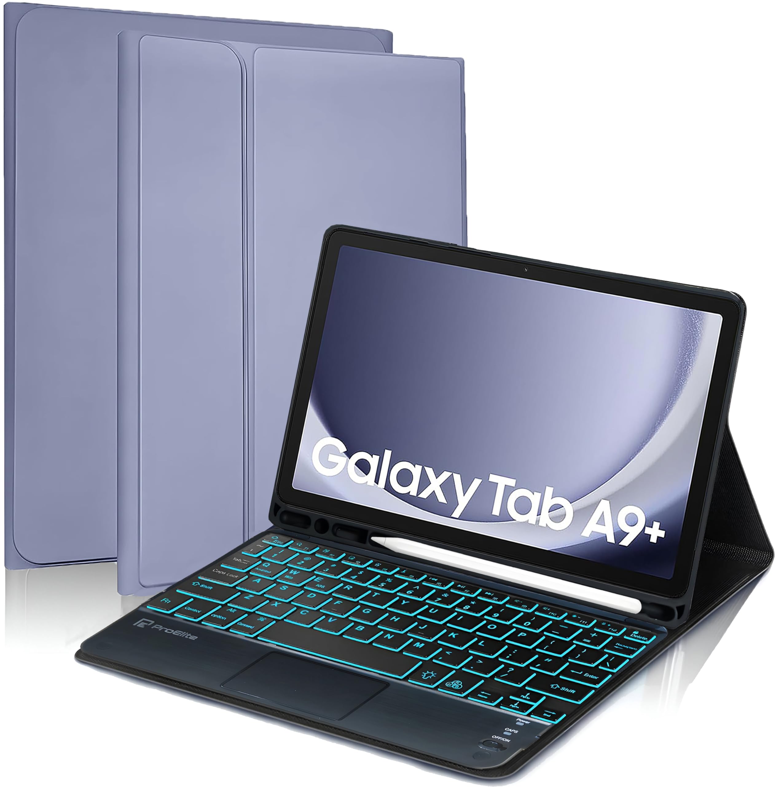 ProElite TouchPad Keyboard case for Samsung Galaxy Tab A9 Plus 11 inch with S Pen Holder, Magnetic Detachable Wireless Bluetooth TouchPad Keyboard Built-in 7-Colors Backlit, Lavender (B0CWD8NK5T) Amazon Price History, Amazon Price Tracker