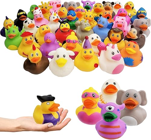 Patos de goma surtidos para niños y niños pequeños, cumpleaños, baby showers, aula, playa de verano y actividad en la piscina, 2 pulgadas (paquete