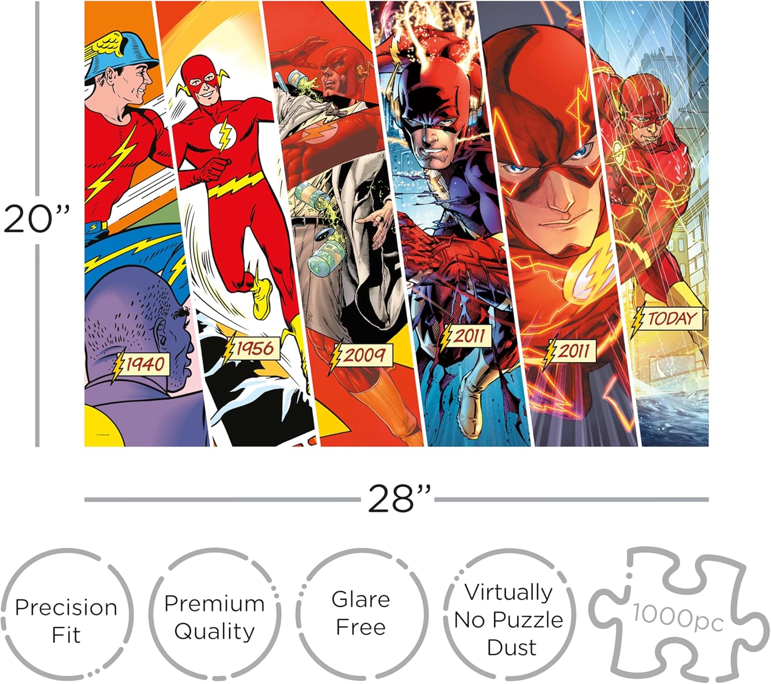 AQUARIUS DC Comics The Flash Timeline (1000 Piece Jigsaw Puzzle) - Officially Licensed DC Comics The Flash Merchandise & Collectibles - Glare Free - Precision Fit - 20x28 Inches