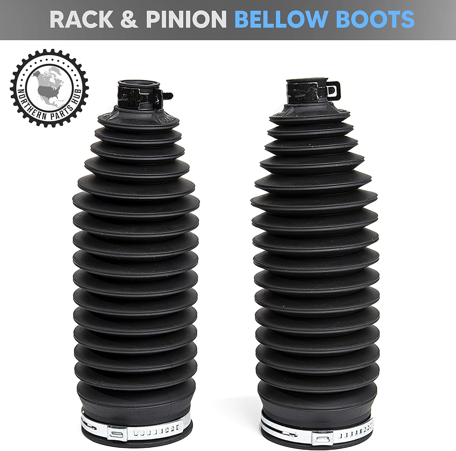 NORTHERN PARTS HUB Rack and Pinion Bellow Kit - Black Rubber Steering Boots - 6 Piece Kit (2 Boots, 4 Metal Clamps) - Fits Avalon 2005-2012