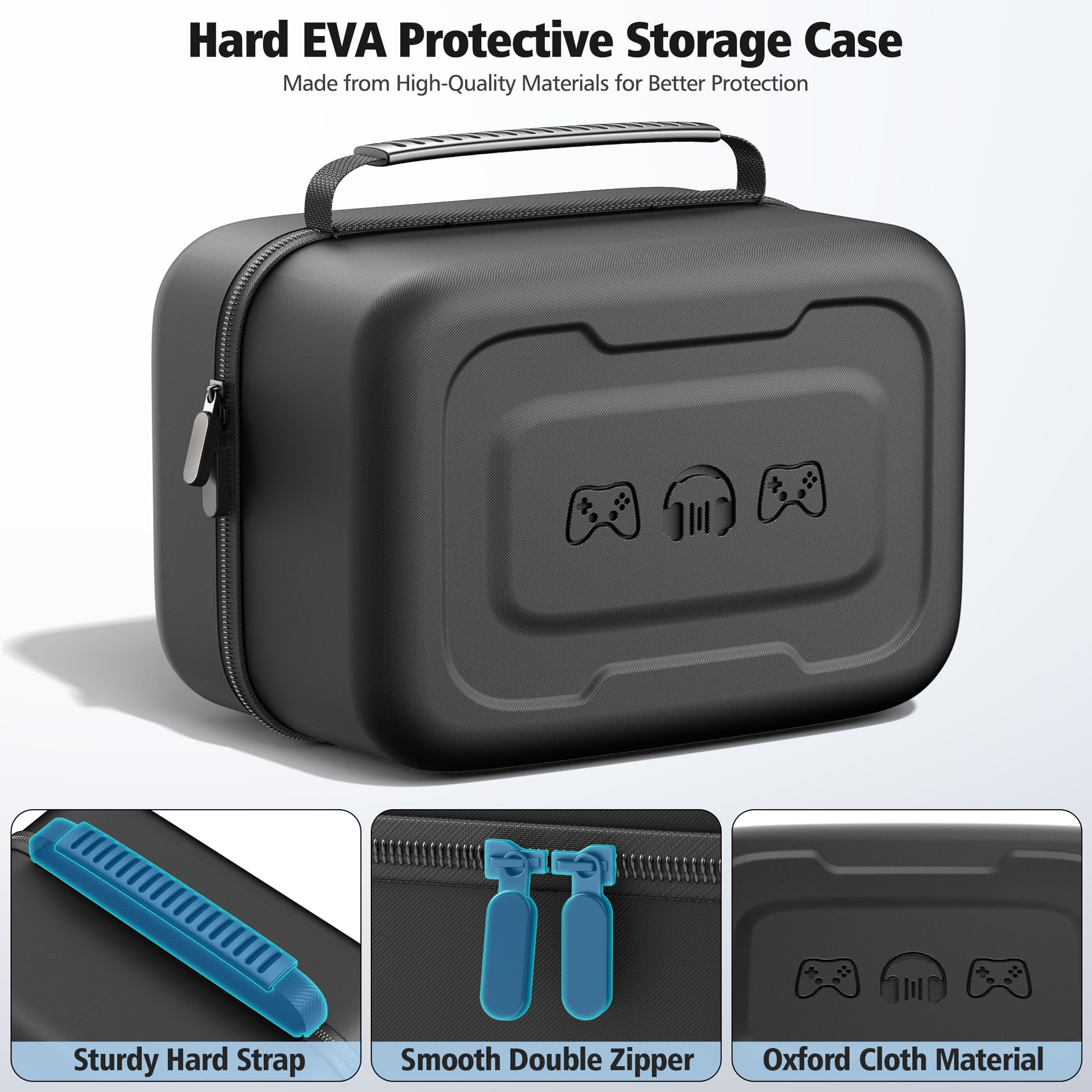 Custodia Universale per Cuffie e Controller, Custodia Rigida Protettiva per Controller PS5/PS4/Switch/Xbox, Grande Capacità Cuffie Borsa Portaoggetti con Tasca in Rete per Cavi