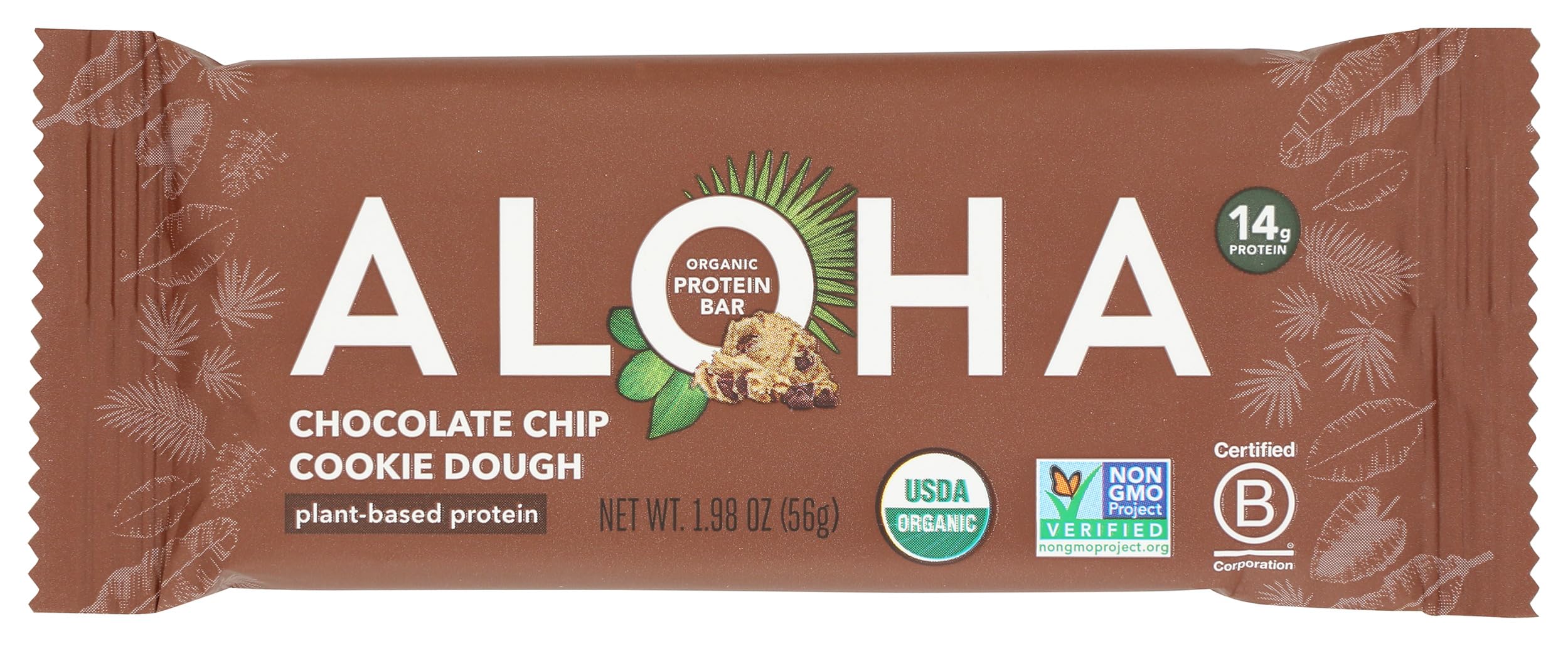 ALOHA Organic Plant-Based Protein bar, Chocolate Chip Cookie Dough, 1.98 Oz