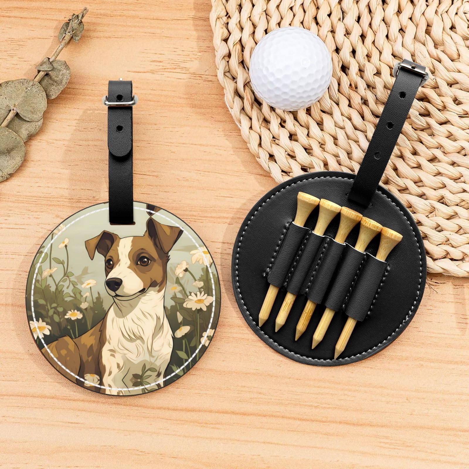 Funny Dogs Black Printed golf tee storage bag - portable design, easy to organize tee