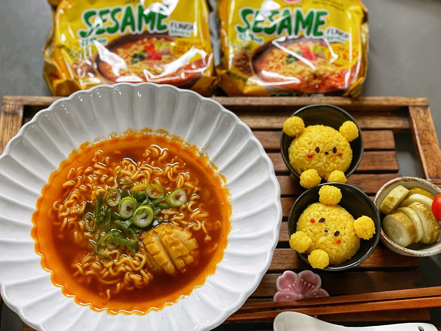 OTTOGI Spicy Sesame Flavor Ramen – Korean Instant Noodle with Egg Block, Spicy Sesame Broth, 4.05 oz (Pack of 10)
