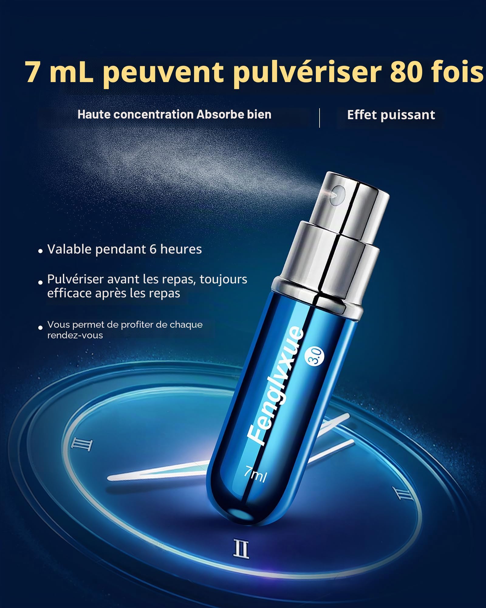 Spray Retardateur pour Homme, Spray de retard pour les hommes, Extraction naturelle des plantes Technologie de troisième génération 3.0, （7ML)