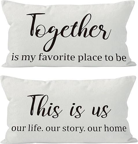 Fundas de almohada de granja de 12 x 20 pulgadas, fundas de almohada reversibles para sofá o habitación, fundas de almohada reversibles con texto en