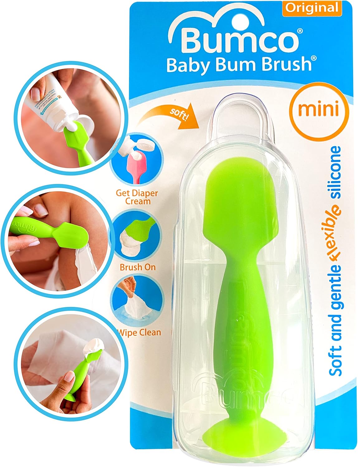 Green Mini BabyBum Diaper Cream Brush Soft Silicone Diaper Cream