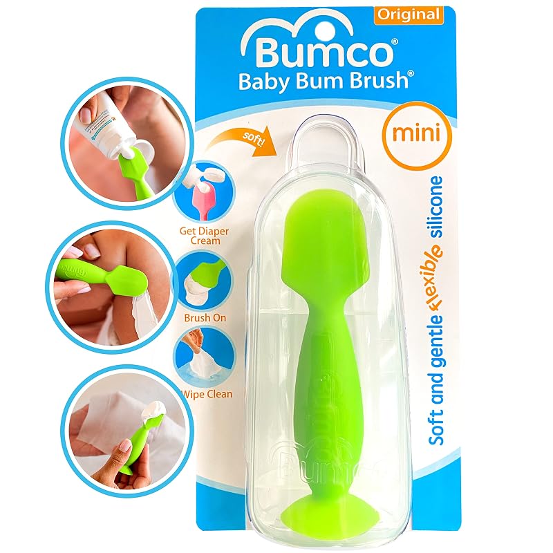 Bumco Mini Espátula para Creme de Fralda com Estojo Protetor de Viagem (Verde)