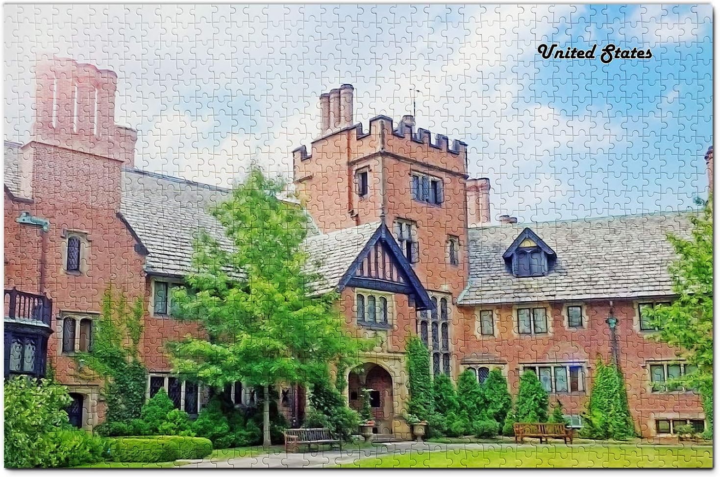 United States Jigsaw Puzzle 1000 Pieces America USA Stan Hywet Hall Akron Puzzle Travel Souvenir Wooden