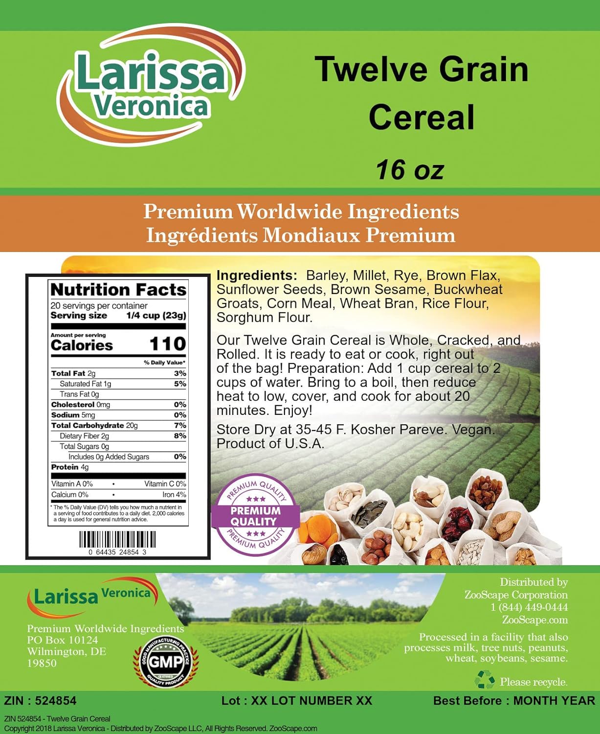 Twelve Grain Cereal (16 oz, ZIN: 524854) - 3 Pack